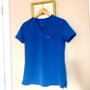 Figs Scrub One Pocket Top - Royal Blue XS